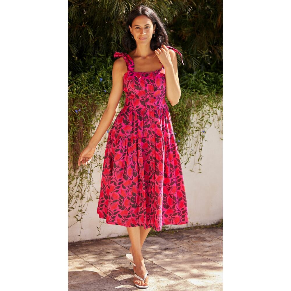 Kopal‎ Floral Dreaming Pink Sleeveless Ahana Button Down Maxi Dress Size XS